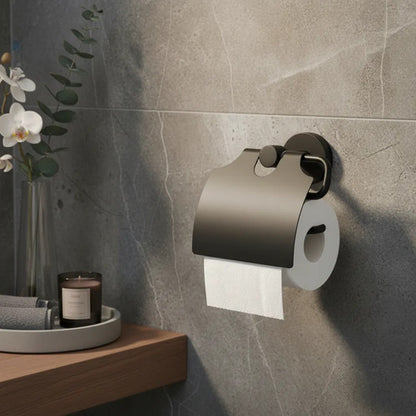 Portarrollos Soporte Papel Higiénico Baño Pared Tapa Baño Negro