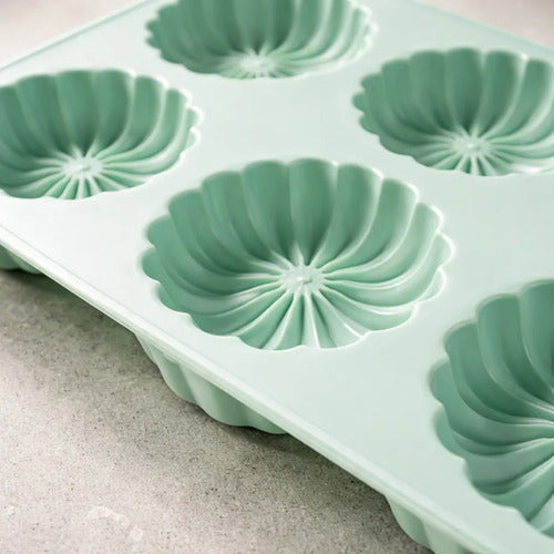Molde Silicona 6 Formas Horno 29x17cm Repostería Horno Verde