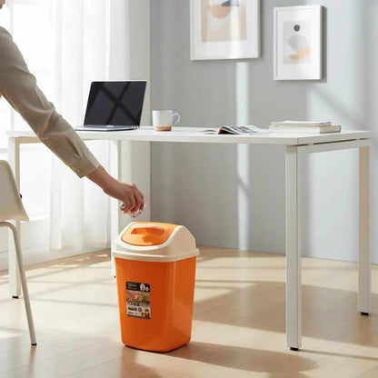 Cesto Papelera Plástica Tapa Vaivén 12l Residuos Basura Naranja