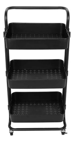 Carro Organizador Almacenamiento Metálico C/ruedas 3 Niveles Color Negro