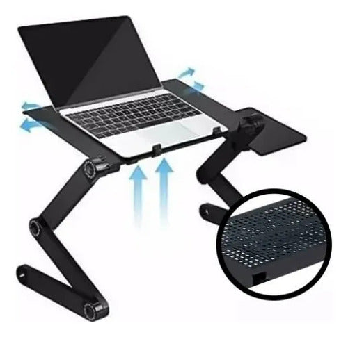 Soporte Plegable Portatil Notebook Ventilador Windows Mac Negro