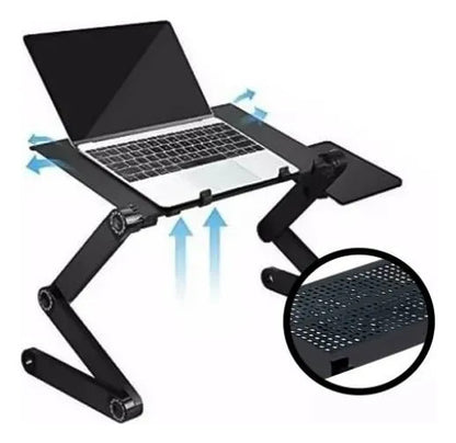 Soporte Plegable Portatil Notebook Ventilador Windows Mac Negro