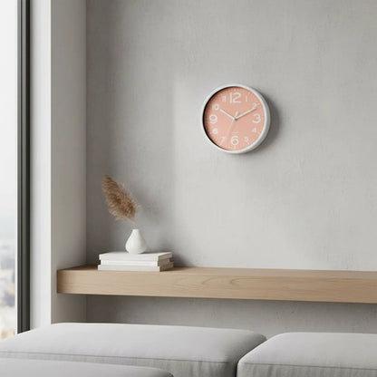 Reloj Pared Decorativo Redondo Analógico Salmón 19cm Blanco Salmón