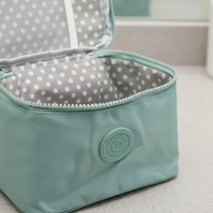 Bolso Maquillaje Neceser Organizador 2 Cierres Y Separarador Verde