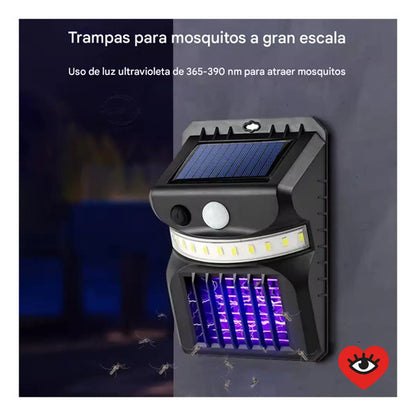 Lampara Farol Led Mata Mosquitos Moscas Insectos Solar Negro