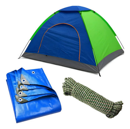 Carpa 3 Personas Iglu 200x150cm + Lona 3x2 + Cuerda 30 Mts Varios