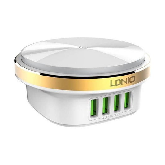 Cargador Pared 4 Usb Luz Led 4.4a Sin Cable Blanco