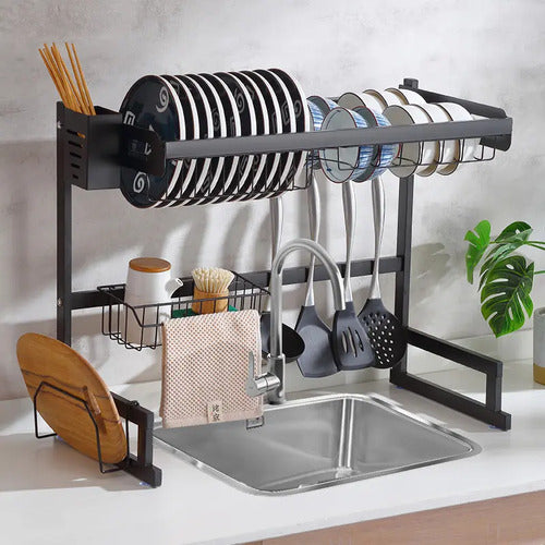 Escurridor Cocina Cubiertos Pileta Platos Metal Negro Negro