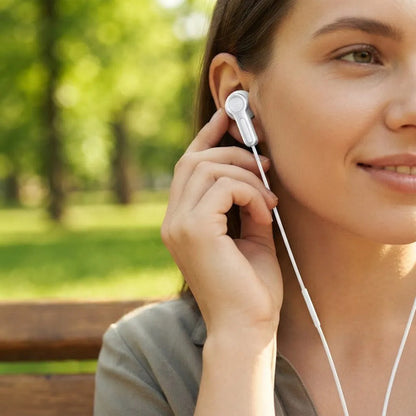 Auriculares In Ear Para Ios Con Cable Graves Profundos Blanco