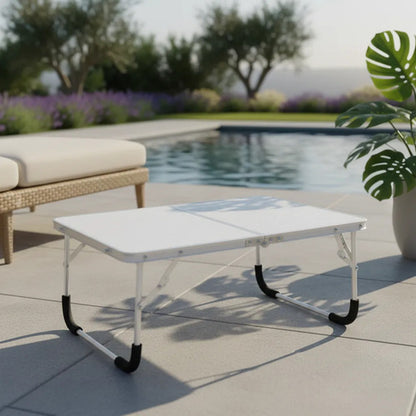 Mesa Plegable Portátil Aluminio 60x40x26cm Camping Blanco