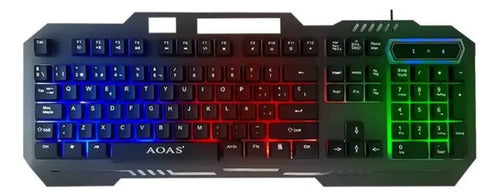 Teclado Gamer Metalico Usb Luces Rgb Soporte Celular Ñ Pc Negro Español Latinoamérica