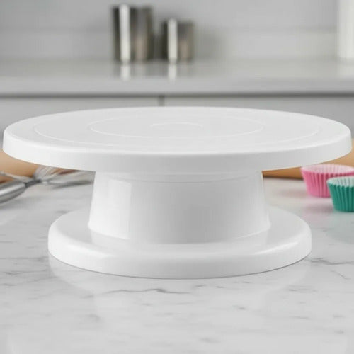 Soporte Base Giratorio Tortas Repostería 28cm Decorar Blanco