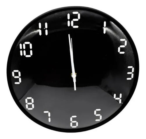 Reloj Analogico Pared Redondo 30cm Numeros Modernos Negro