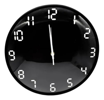 Reloj Analogico Pared Redondo 30cm Numeros Modernos Negro