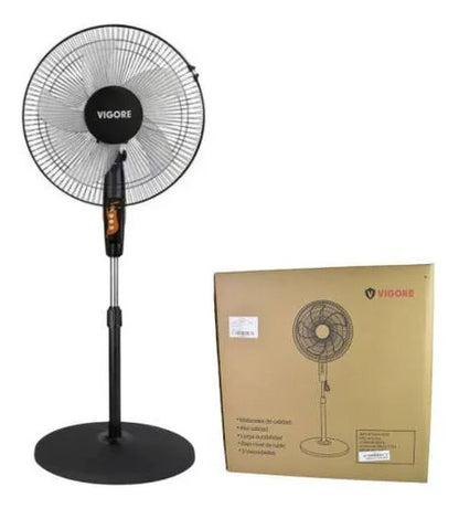 Ventilador De Pie Giratorio 16 Pulgadas 40w Altura Ajustable 40.6 Cm Negro