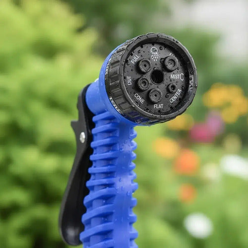 Manguera Retractil Expandible Jardin Regar 15m Con Puntero Azul/verde