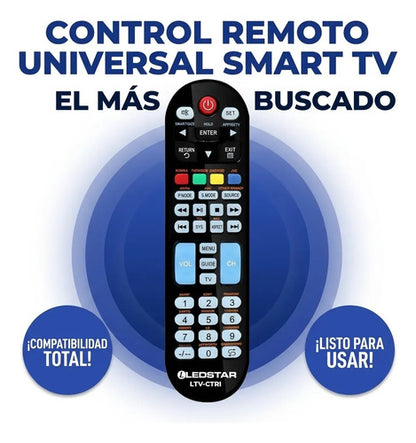 Control Remoto Universal Smart Tv Ledstar Boton Youtube 8 Mt Negro