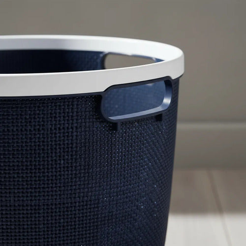 Canasto Cesto Plástico Labrado Multiuso Asa Organizador 19cm Azul