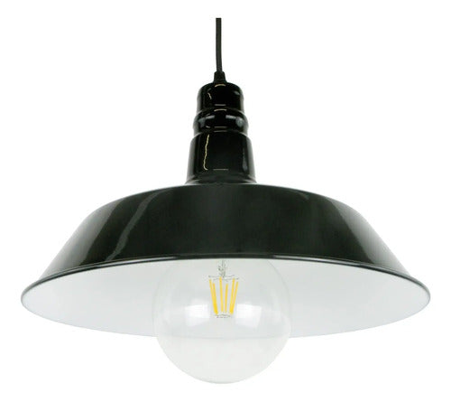 Lampara Colgante Techo Metalica Negra Estilo Vintage Retro Negro