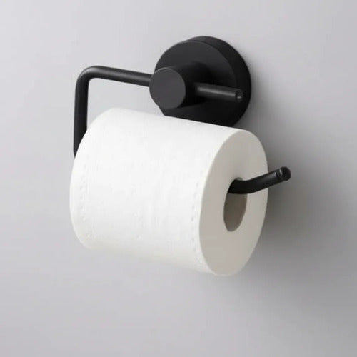Soporte Rollo Papel Higienico Portarrollos Baño Pared Negro Negro