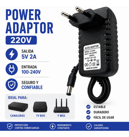 Power Adaptor Transformador Fuente Adaptador 220v A 5v 2a Dc Negro
