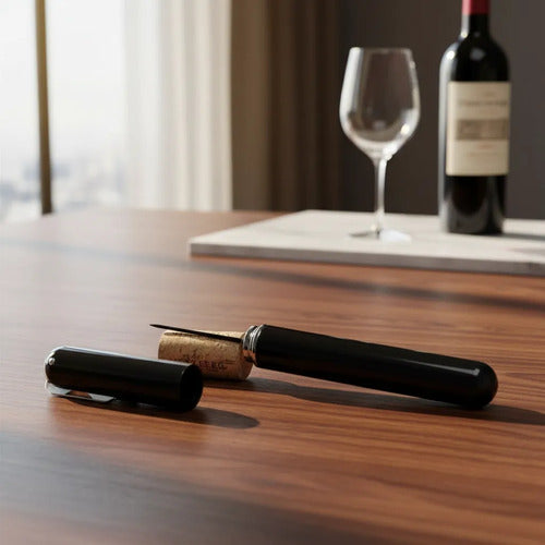 Abridor Botellas Vino Sacacorchos Presion Aire Corta Capsula Negro