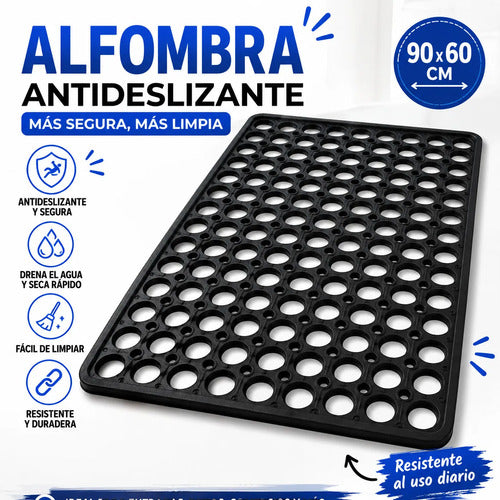 Alfombra Tapete De Goma Antideslizante 90x60cm Hogar 90 M 60 M Negro