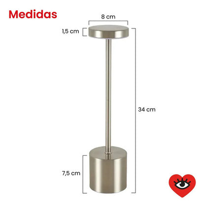 Lampara Luz Gold Led Velador Usb Touch Recargable Tactil Angosta Plateada Veoquiero Plateado Blanco