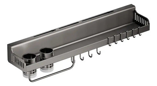Organizador De Cocina De Pared En Acero Para Especias Y Utensilios, De Alni Gris