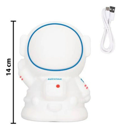 Lampara Veladora Silicona Luz Led Multicolor Astronauta Blanco Varios