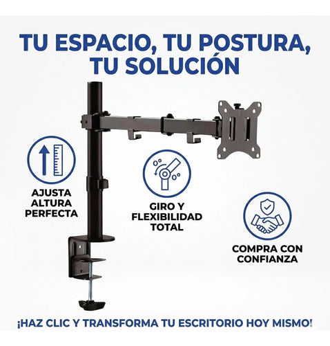 Soporte Mesa Monitor Televisor Brazo Giratorio Hierro 15-33  Negro