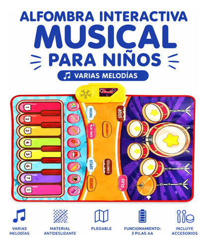 Alfombra Musical Interactiva Infantil Piano Plegable 60x75cm