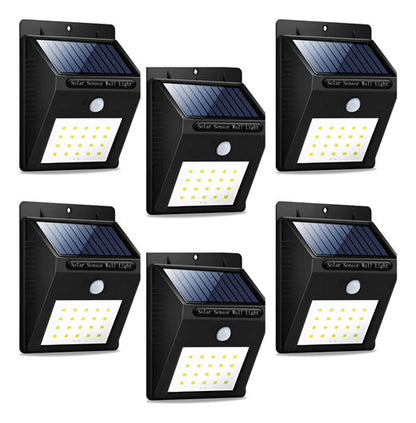 Set X6 Aplique Solar Pared Foco Led Sensor De Movimiento Negro