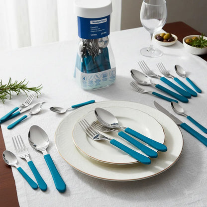 Set/juego De Cubiertos Acero Inoxidable Pack X20 Piezas Mesa Azul