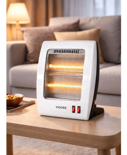 Estufa Electrica Cuarzo Calefactor Portatil 2 Niveles 800 W Blanco
