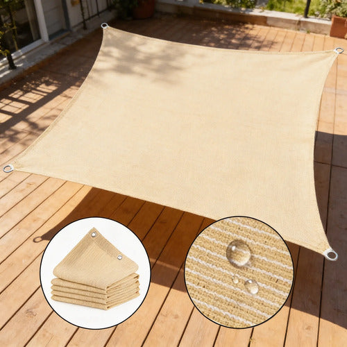 Toldo Malla Media Sombra Rectangular Reforzado 3x4 Metros Beige