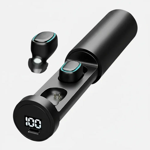 Auriculares Bluetooth Tws Con Pantalla Lcd Y Estuche Carga Negro
