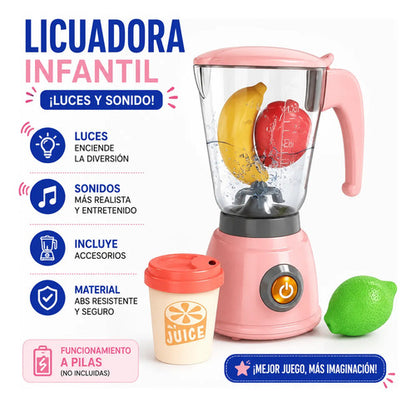 Licuadora Infantil Luces Sonido Accesorios Juguete Y Sonido Rosa