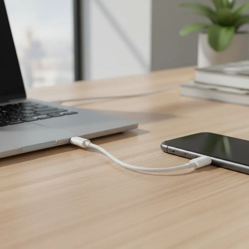 Adaptador Cable Usb Tipo C A Plug Jack 3.5 Audio Auriculares Blanco