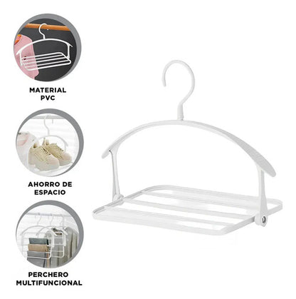 Pack De 2 Percha Plastica Organizador Ropa Plegable Blanca