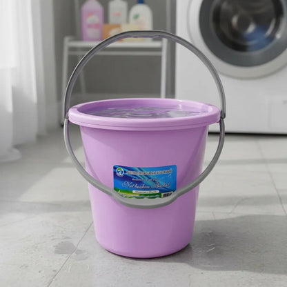 Balde Multiuso Plástico Tapa Asa Manija 29x30cm Baño Jardín Lila