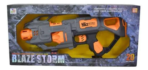 Pistola Lanzadora Espuma 20 Dardos Vibración Pilas 45cm Gris Negro Y Naranja