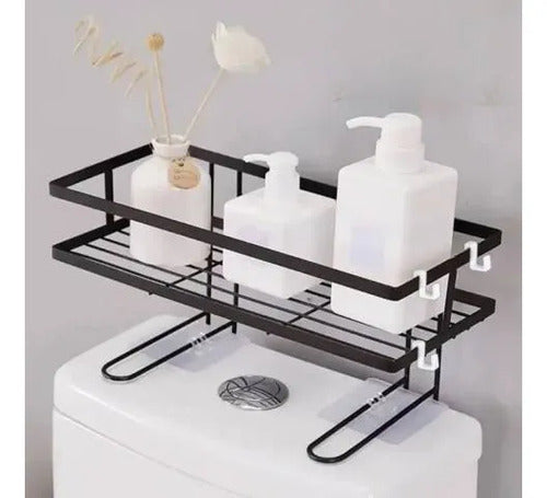 Estante Repisa Organizadora Metal Ganchos Adhesivos 32x15x17 Negro