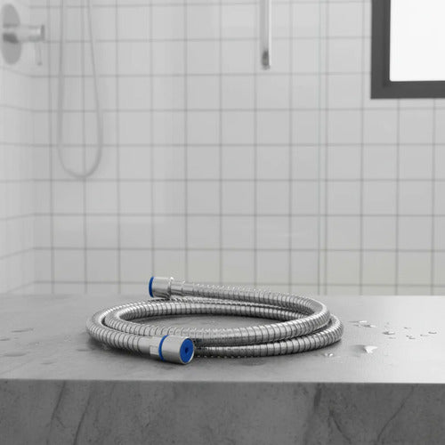 Manguera Flexible Ducha Pvc Reforzada Acero Inoxidable 2mts Plateado