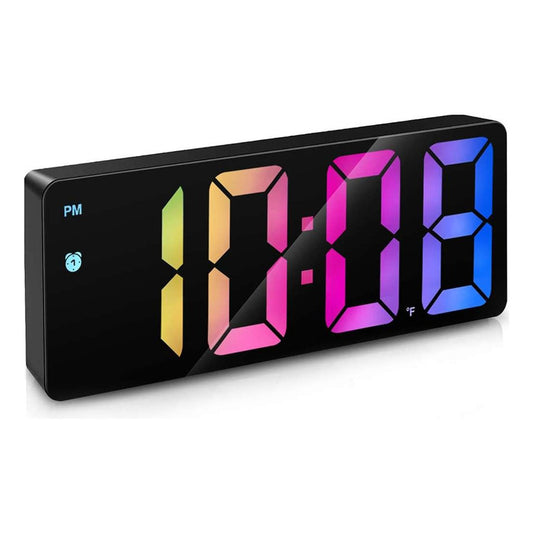 Reloj Despertador Led Rectangular Numeros De Colores