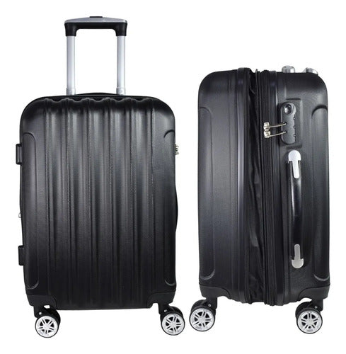 Valija Viaje Mediana Rigida Expandible 4 Ruedas 360 25 PuLG Negro Rayas