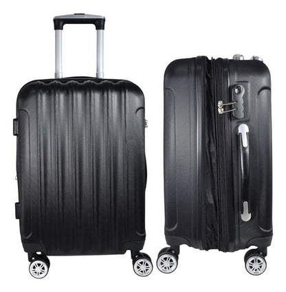 Valija Viaje Mediana Rigida Expandible 4 Ruedas 360 25 PuLG Negro Rayas