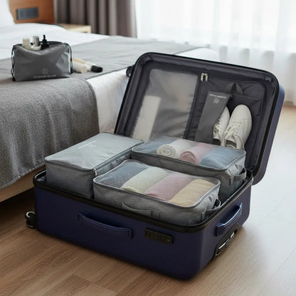 Set Pack Organizadores Viaje 7 Piezas Valija Ropa Bolsas Gris