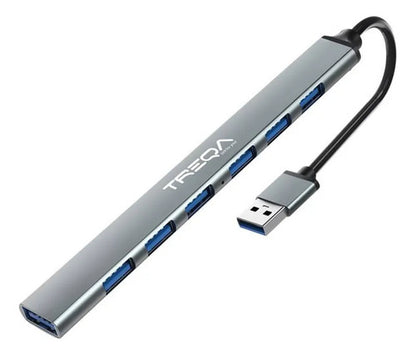 Hub Adaptador Usb 7 Puertos Notebook Pc Tablet Aluminio Plateado