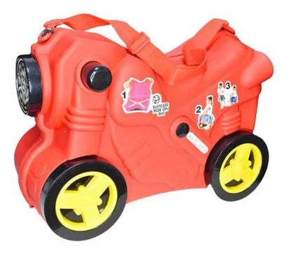 Andador Valija Infantil Moto Ruedas Correa Ajustable Viaje Rojo